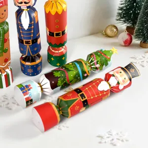 Christmas cracker gift boxes set, festive party paper tubes packaging for holiday candies and small gifts.