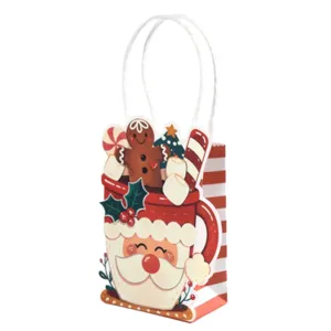 Sacchetto regalo carta mini Natale tazza Babbo Natale 3D omino pan di zenzero decoro