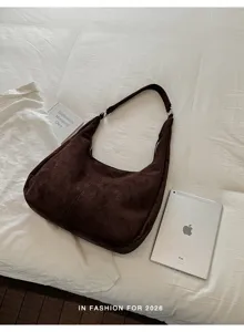 Retro suède grote capaciteit schoudertas voor dames, stijlvolle shopper tas voor dagelijks gebruik.