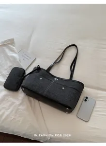 Sac à épaule minimaliste en toile sac cabas décontracté mode femme sac fourre-tout chic.