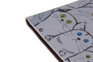 Leuke schattige cartoon kat print paspoort hoesje PU lederen reis portemonnee detail weergave