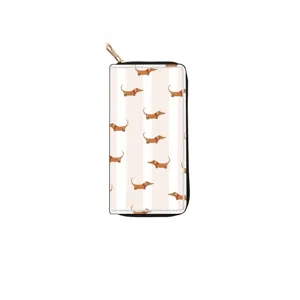 Fashion cute cartoon dachshund pattern long zipper wallet and stylish clutch purse.