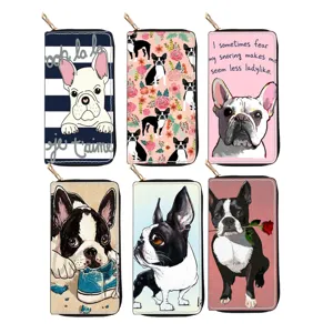Women's Long Zipper Wallet Fashion Cute Cartoon Dog Print PU Leather Purse Handbag Daily Clutch Pocket