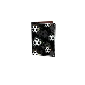 Football travel passport holder cover, black splash soccer design document organizer case.