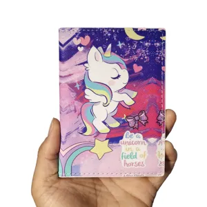 Cute unicorn PU leather passport cover travel document organizer holder with multi-card slots