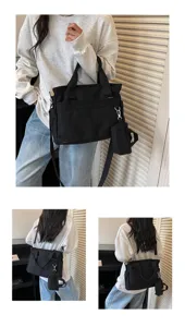Sac bandoulière en toile décontracté coréen polyvalent, élégant sac cabas fourre-tout.