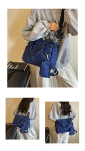 Sac à bandoulière en toile décontracté coréen avec petite pochette mode détail sac