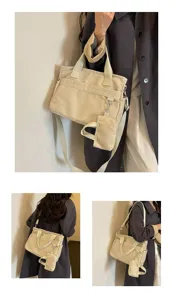 Sac bandoulière décontracté en toile coréenne, fourre-tout polyvalent et sac à main pour femmes.