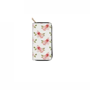 Floral print long zipper wallet for women, stylish clutch purse with gold hardware.