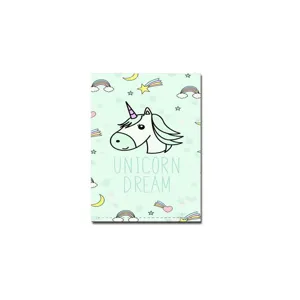 Detailed view of the cute cartoon unicorn PU passport cover, featuring clear print and durable design.