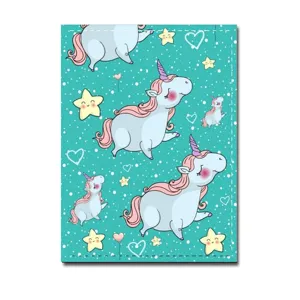 Cute cartoon unicorn PU leather passport cover travel document holder organizer protector case