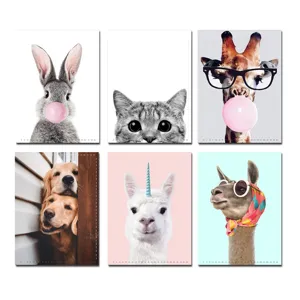 Cute animal print PU leather passport holder set card cover travel document organizer bag.