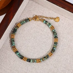 Natural stone bead bracelet stainless steel gold plated women fashion jewelry accessory