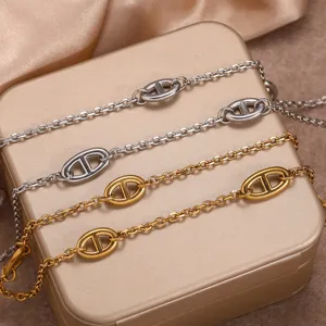 Collana con maglia maialino in acciaio titanio stile di lusso catena maglione chic.