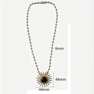 Collana con Ciondolo Sole in Acciaio Inossidabile Oro Argento Bicolore Gioiello Donna