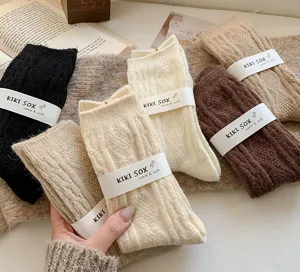 Calze invernali calde in lana da donna, morbide calze slouch misto cashmere confortevoli.