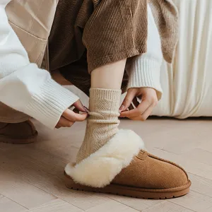 Calzini invernali in lana da donna spessi accoglienti cashmere tinta unita slouch