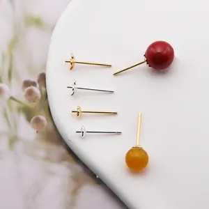 S925 sterling silver earring studs DIY bowl pin blank jewelry making accessories findings
