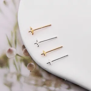 S925 Sterling Silver Pearl Earring Post Blanks DIY Handmade Jewelry Findings Accessories