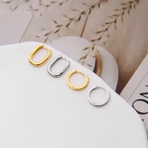 Ensemble de boucles d'oreilles créoles géométriques ovales et rondes en argent S925.