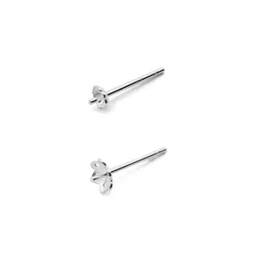 S925 sterling silver pearl earring stud blank DIY flower cup pin jewelry finding accessories