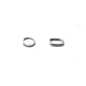 Boucles d'oreilles créoles géométriques en argent S925 minimalistes, bijoux élégants chic.