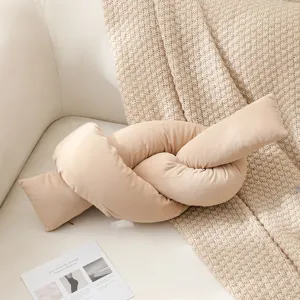 Nordic Style Dutch Velvet Knot Pillow Solid Color Handmade Decorative Cushion For Living Room Bedroom Home Decor