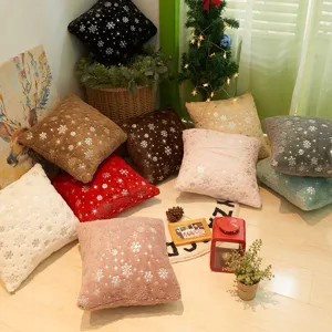 Weihnachten Schneeflocke Plüsch Sofa Kissenbezug Weich Bequem Wohnzimmer Kissenhülle Festliche Heimdekoration