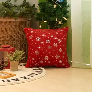 Weihnachten Schneeflocke Plüsch Kissenbezug weich rot dekorative Sofakissen Hülle Heimtextilien