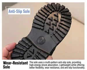 Children's boots black non-slip rubber outsole detail, durable toddler footwear feature display.