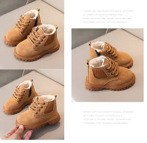 Children's fleece-lined martin boots toddler warm winter snow boots casual footwear