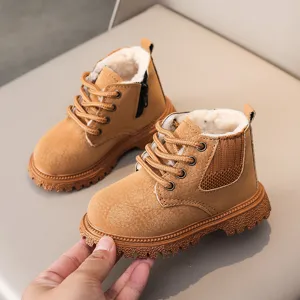 Kids winter martin boots plush warm toddler snow shoes brown fleece lined footwear casual daily wear