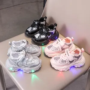 Kids LED Light Up Sneakers Breathable Mesh Soft Sole Walking Athletic Shoes Boys Girls Casual Running Shoes