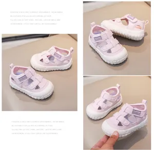 Cute toddler baby sandals for summer, soft sole anti-slip design with convenient hook and loop.