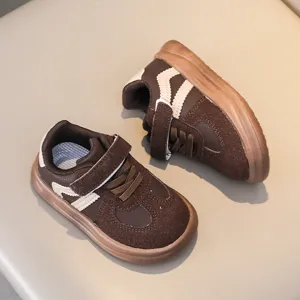 Kids brown casual sneakers toddler athletic shoes breathable anti-slip comfortable board shoes