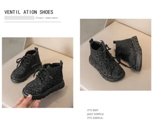 Stivali martin invernali per bambini caldi corti antiscivolo scarpe leopardate per piccoli