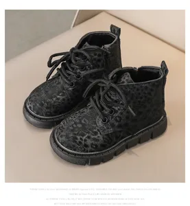 Stivali bambini stampa leopardo nero scarponcini caldi Martin invernali scarpe moda