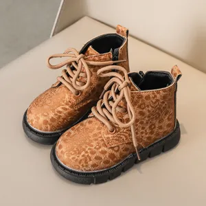 Stivaletti Martin caldi per bambini autunno inverno scarpe in pelle marrone per bimbi comod