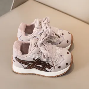 Tout-petit mignon baskets à pois filles chaussures décontractées nœud chaussures de marche