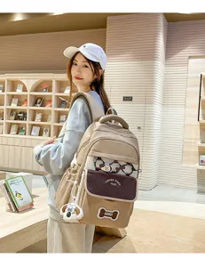 Stylischer Colorblock Rucksack für Damen, großer praktischer Schulranzen für Schüler.