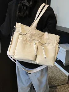 Casual nylon crossbody bag for women, multi-pocket stylish shoulder tote handbag.