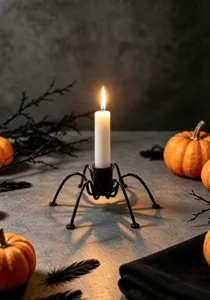 Halloween iron spider candle holder metal candlestick for spooky party home decor detail