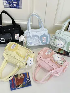 Large capacity ita bag for women, cute transparent window tote bag, stylish shoulder bag for anime fans.