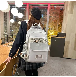 Großer kapazität rucksack für mädchen stilvolle koreanische stil grau schultertasche schule