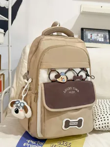 Koreanischer Stil Farbblock Großraum Nylon Schulrucksack Für Damen Jugendliche Lässige Mehrfachtaschen Schultasche