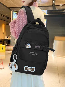 Grosse Kapazitat Freizeit schwarzer Rucksack fur Damen Schultertasche modische Mehrschicht Schultasche