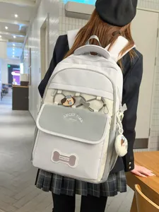 Modischer koreanischer Rucksack mit Kontrastfarbe und grossem Fassungsvermoegen fuer Damen.