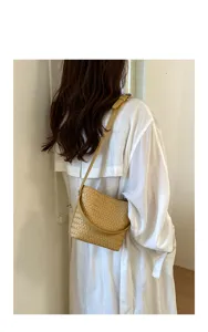 Casual soft leather woven bucket bag women trendy crossbody fashion shoulder bag for daily use