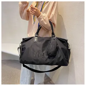 Large capacity black travel duffel bag waterproof fitness gym shoulder bag for use