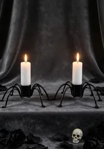 Creative black iron spider candle holder metal Halloween table decor ornament